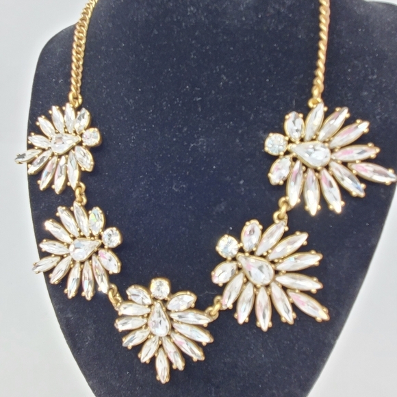 J. CREW CLEAR RHINESTONE STATEMENT NECKLACE WOMEN JEWELRY BRIDAL FORMAL PROM - Picture 3 of 12